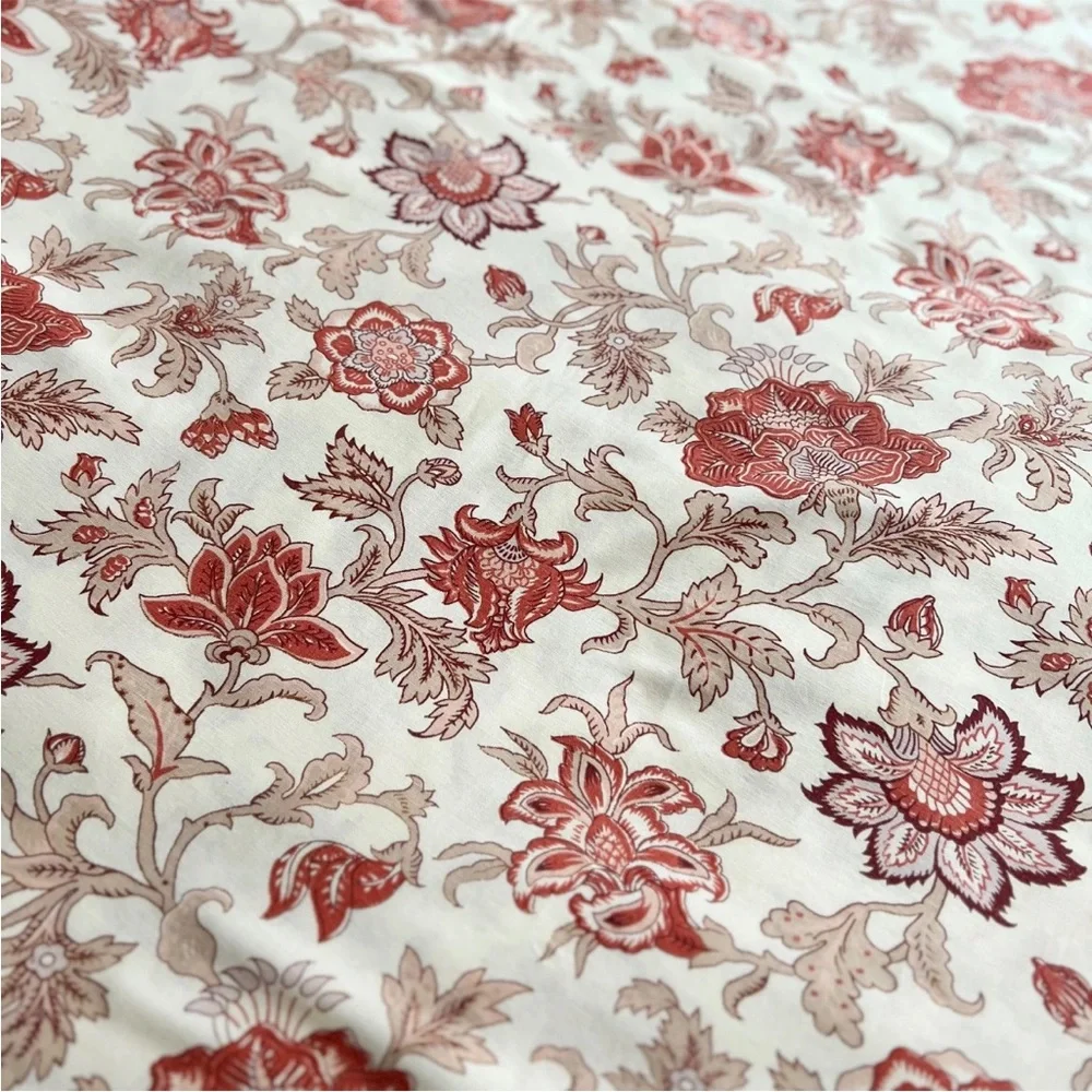 Pottery Barn Tascha Floral Palempore Jacobean Full/Queen Rust Red Duvet Cover